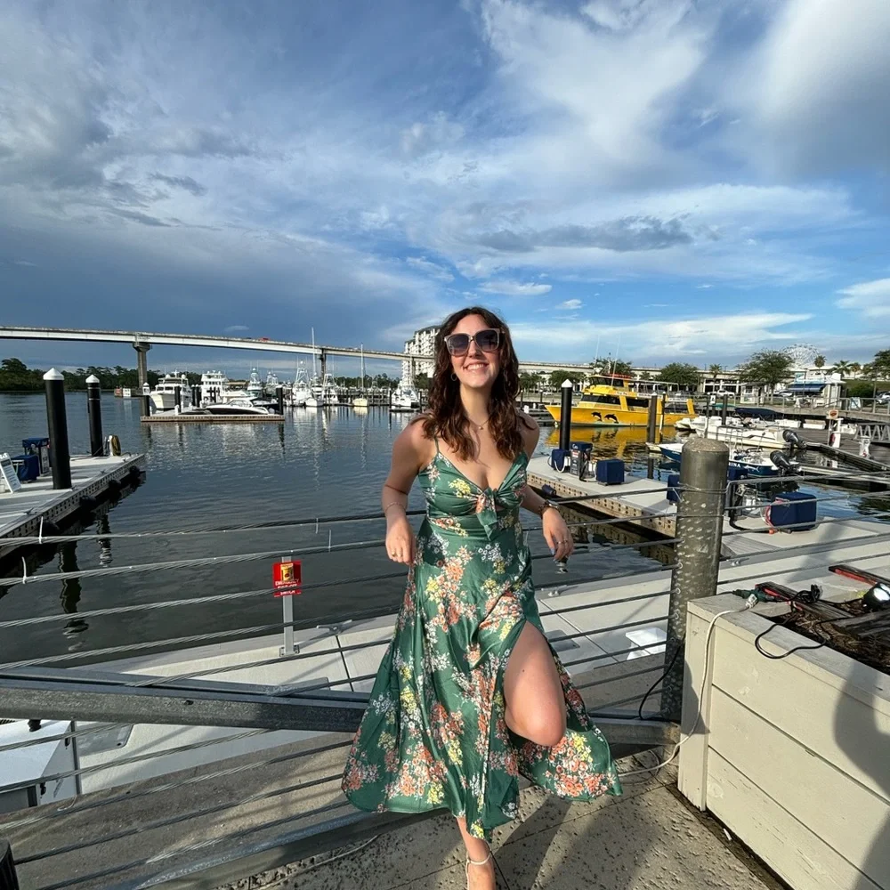 Billy J- Floral Green Midi Dress, 12 - Picture 4 of 4